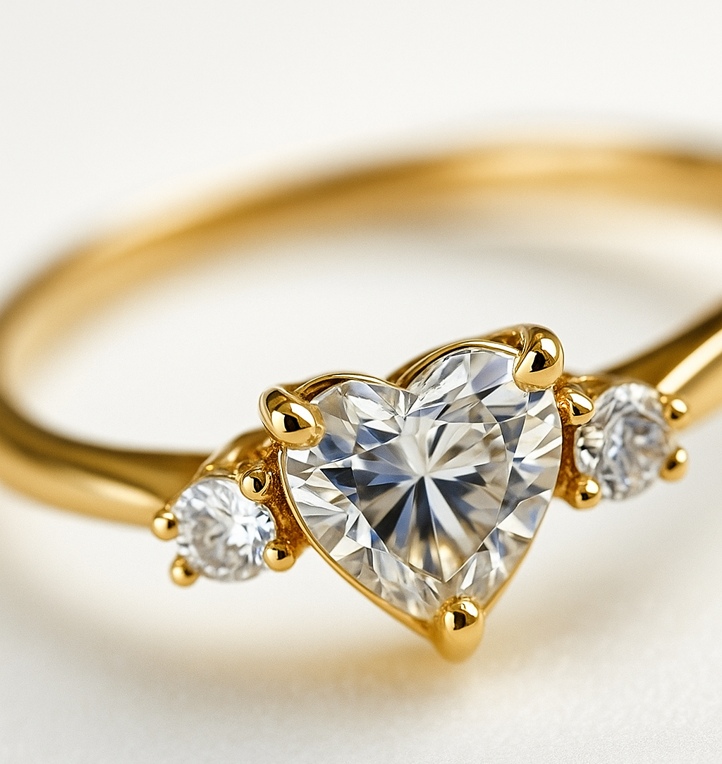 Elegant Heart-Cut Diamond Ring in 18K Gold