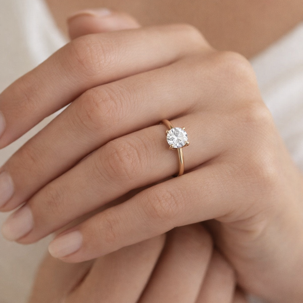 14K Gold Lab Grown Diamond Solitaire Ring | Certified Eco-Friendly Diamond |Engmament Ring