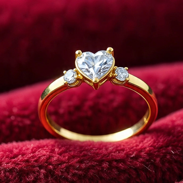 Elegant Heart-Cut Diamond Ring in 18K Gold