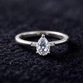 2.00 CT Pear Shape Diamond Silver Solitaire Ring with Side Diamonds