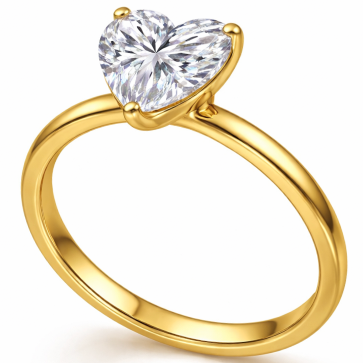 3 Carat Heart Shape Lab Grown Diamond Ring in Solid Gold