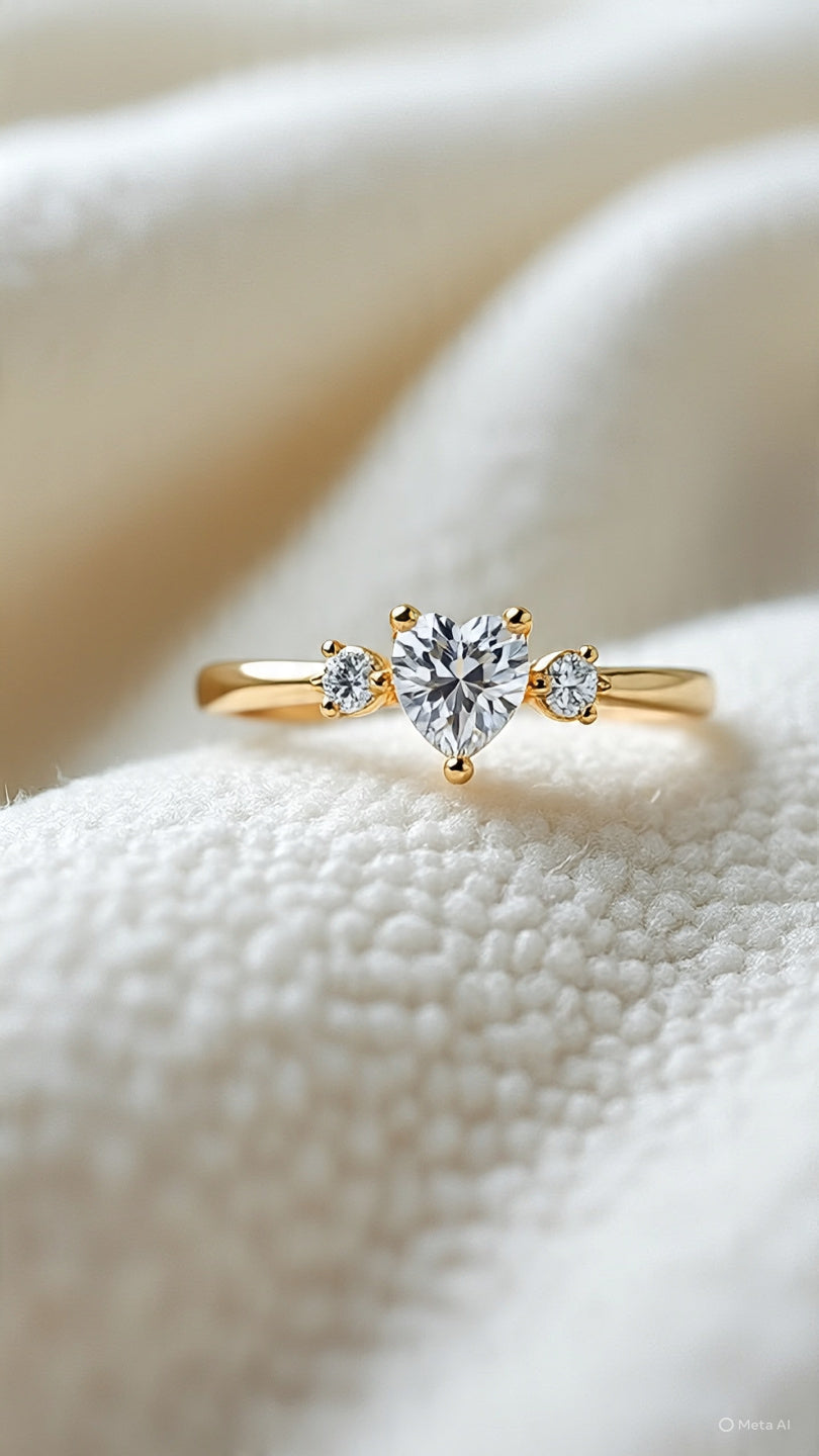 Elegant Heart-Cut Diamond Ring in 18K Gold