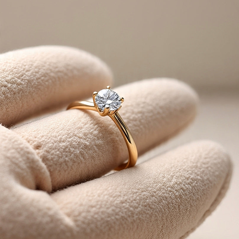 14K Gold Lab Grown Diamond Solitaire Ring | Certified Eco-Friendly Diamond |Engmament Ring